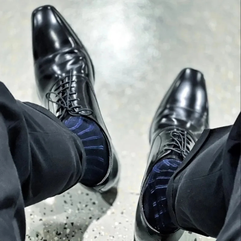 Men Formal Wear Set - Erkekler için Çizgili Çoraplar Ultra İnce