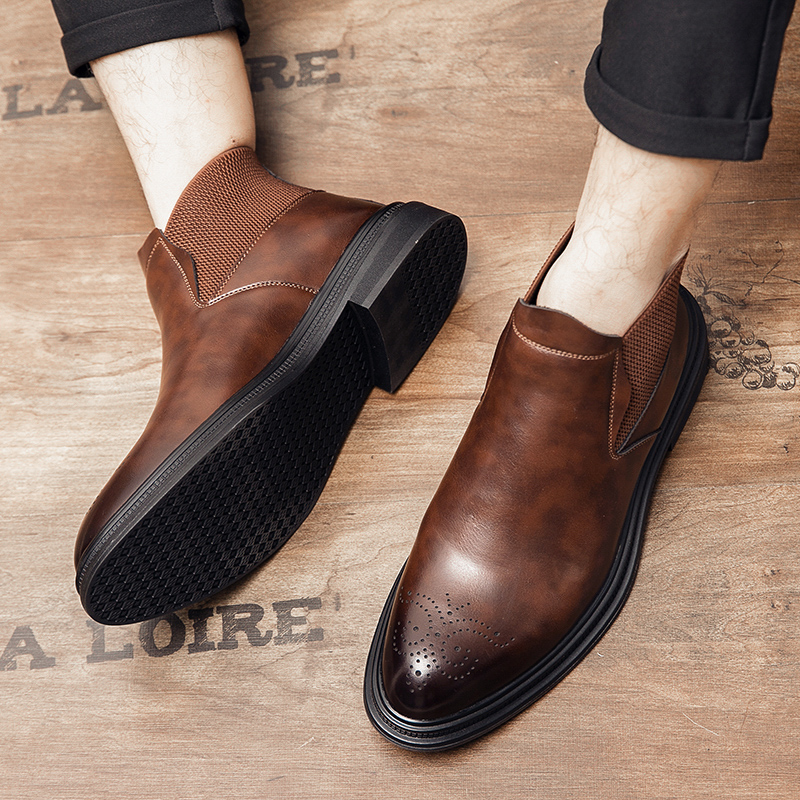 Men Formal Wear With Boots - Yüksek bilekli deri ayakkabılar erkekler için
