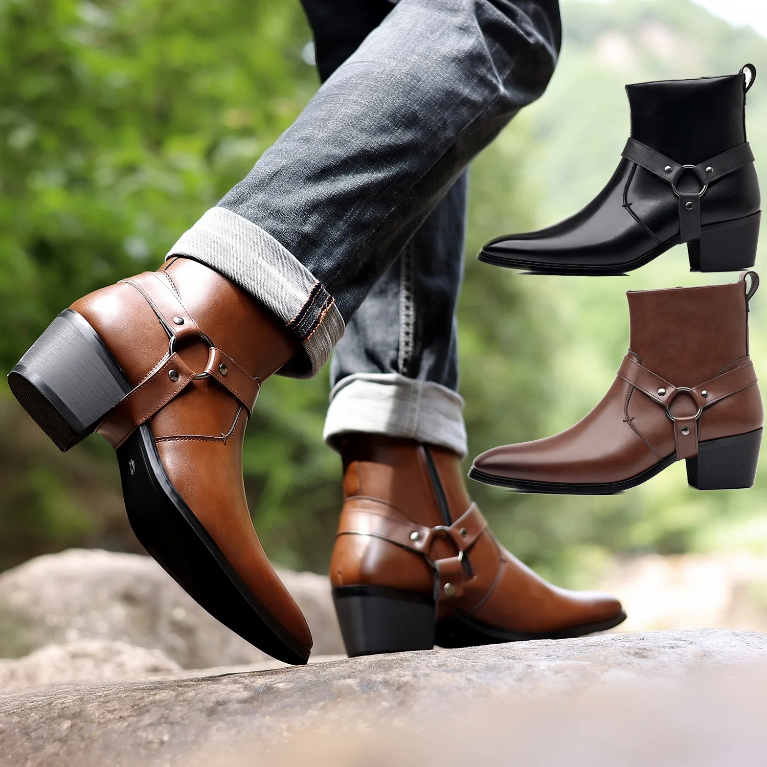 Men Formal Wear With Boots - Klasik Batı Kovboy Şövalye Çizmeler Erkek