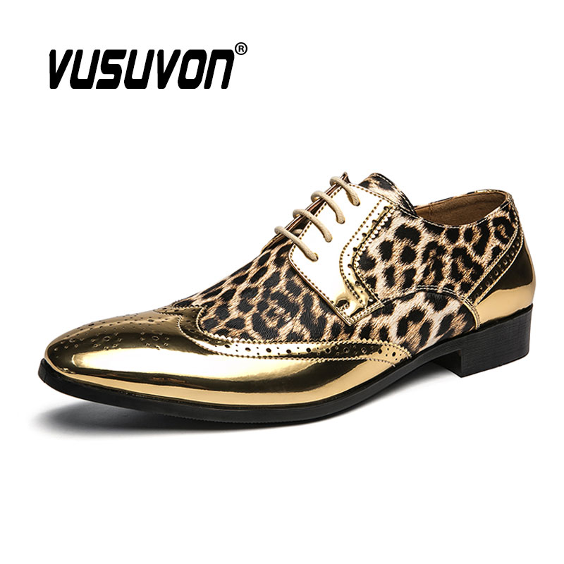 Men'S Formal Attire - Lüks leopar baskı resmi erkekler Derby