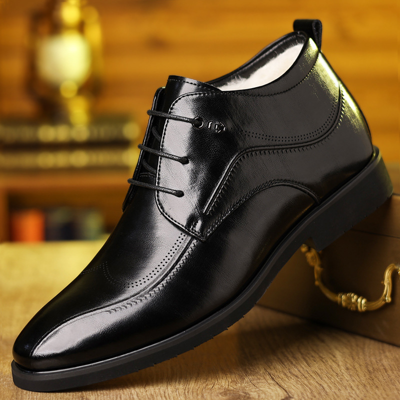 Men Formal Wear With Boots - Erkek Kış Deri Ayakkabı Kadife Kalınlaşma