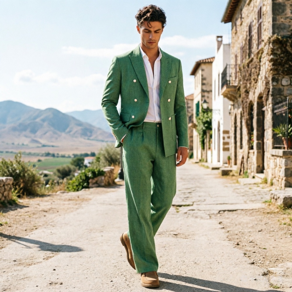 Adaçayı Yeşili Keten Erkek Tak - Men'S Relaxed Formal Wear incelemesi ve fiyatı